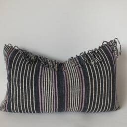 "Handwoven Hmong Pillow Cover Ethnic Cotton Textile, Boho Accent Cushion - 12"" X 20" - thumbnail 4