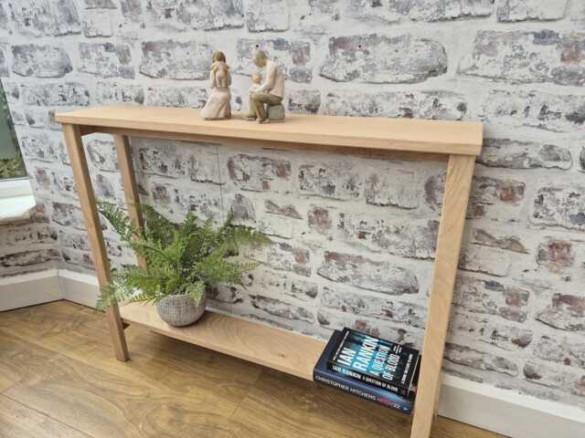 Solid Oak Narrow Console Table - Handmade Hallway Entryway Sofa - image 1