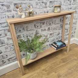 Solid Oak Narrow Console Table - Handmade Hallway Entryway Sofa - thumbnail 2