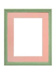Crown Pea Green Photo Frame With Pink Mount, Wooden Bobbin Distressed - thumbnail 1