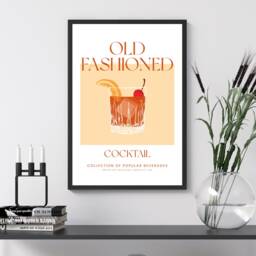 Old Fashioned Cocktail Art Print Poster - Party Signature Drink Sign Trendy Wall Decor Minimalist Elegant Retro Gift A5 A4 A3 - thumbnail 3