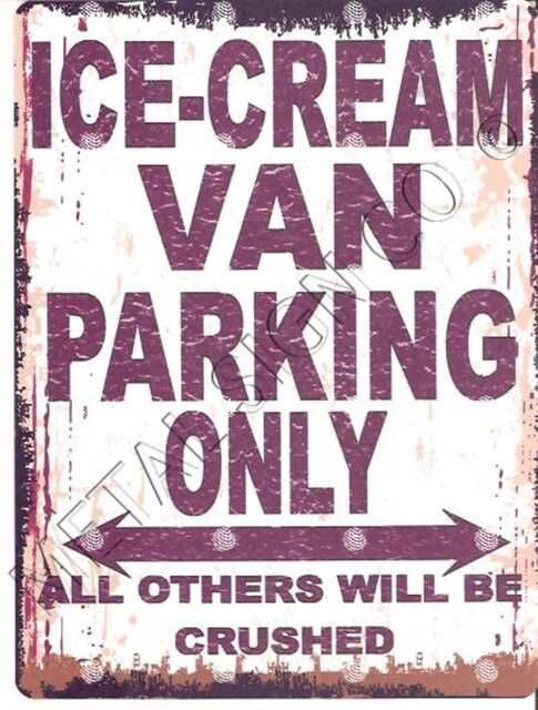 Ice Cream Van Parking Metal Sign Retro Cafe Decor