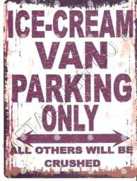 Ice Cream Van Parking Metal Sign Retro Cafe Decor