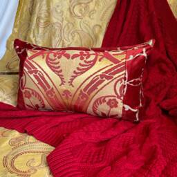 "Robert Allen Quilted Pillow Cover Bohemian Red Gold Jacquard, 20""x 14" - thumbnail 4
