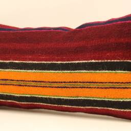 Bohemian Kilim Pillow Cover, Vintage Turkish Wool Lumbar, 10x20 - thumbnail 3