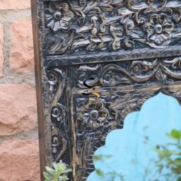 Carved Floral Frame Mirror, Indian Home Decor - thumbnail 4