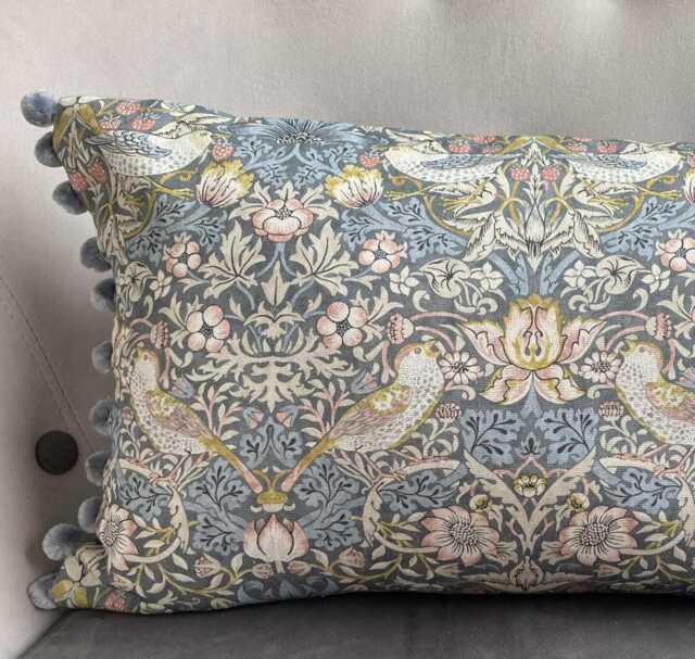 Vintage-Inspired Strawberry Thief Cushion in Slate Grey - image 1