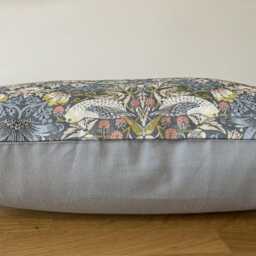 Vintage-Inspired Strawberry Thief Cushion in Slate Grey - thumbnail 2