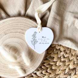 Personalised May Lily Of The Valley Birth Flower Ceramic Keepsake - Birthday Gift Bauble - thumbnail 2