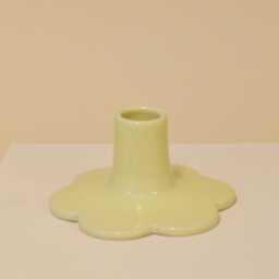 Butter Yellow Handmade Ceramic Candle Holder With Scalloped Edge - thumbnail 2