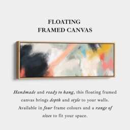 Long Horizontal Abstract Wall Art Black Peach Yellow Above Bed Canvas Print For Living Room Hallway Office - thumbnail 3