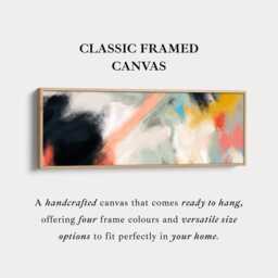Long Horizontal Abstract Wall Art Black Peach Yellow Above Bed Canvas Print For Living Room Hallway Office - thumbnail 2