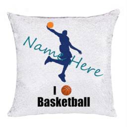 Custom Basketball Sequin Pillow Personalized Name Cushion Cover I Love Young Man Gift - thumbnail 2