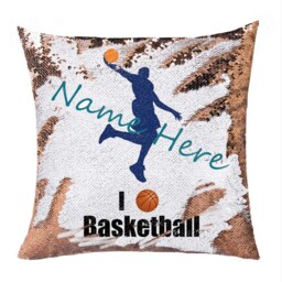 Custom Basketball Sequin Pillow Personalized Name Cushion Cover I Love Young Man Gift - thumbnail 1