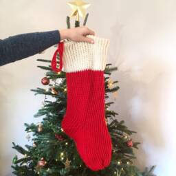 Hand Knitted Christmas Stocking Chunky Merino & Shetland Wool