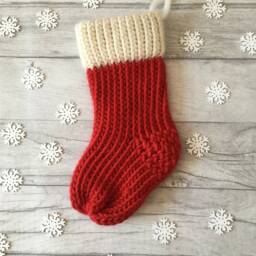 Hand Knitted Christmas Stocking Chunky Merino & Shetland Wool - thumbnail 3
