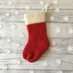 Hand Knitted Christmas Stocking Chunky Merino & Shetland Wool - thumbnail 2