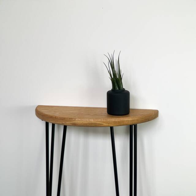 Demi Lune - Solid Oak & Hairpin Legs/Half Moon Narrow Table - image 1