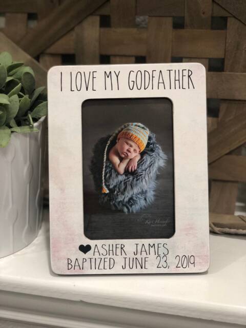 Personalized Godfather Picture Frame Baptism Gift For Godparent - image 1