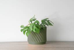 "Penelope Planter With Drainage & Saucer in Army Green, Unique 3D-Printed Plant Pot, Small To Large Sizes 4"" 5"" 6"" 7"" 8" - thumbnail 1