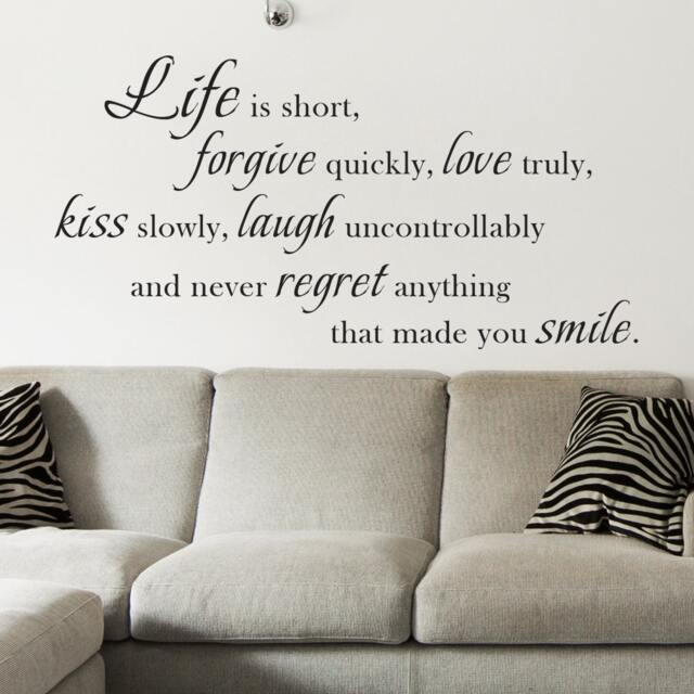 Wall Quote Decal - Life Forgive Love Kiss Regret Smile Vinyl Lettering Art Decor- 091 - image 1