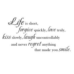 Wall Quote Decal - Life Forgive Love Kiss Regret Smile Vinyl Lettering Art Decor- 091 - thumbnail 4