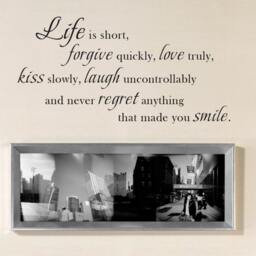 Wall Quote Decal - Life Forgive Love Kiss Regret Smile Vinyl Lettering Art Decor- 091 - thumbnail 2