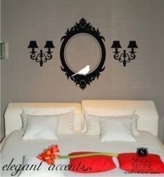 Frame & Sconces Wall Decals Elegant Accents - Vinyl Stickers Art Custom Home Decor - thumbnail 2