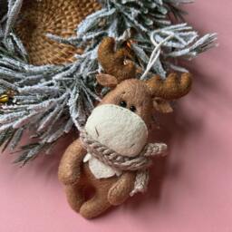 Felt Deer Christmas Ornament, Handmade Tree Decoration - thumbnail 2