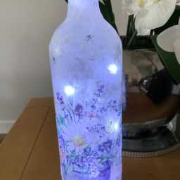 Decoupage Floral Wine Bottle Light, Battery Operated Led Cork - thumbnail 4