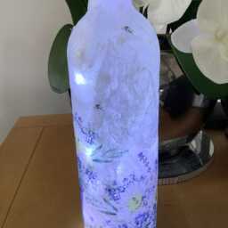 Decoupage Floral Wine Bottle Light, Battery Operated Led Cork - thumbnail 2