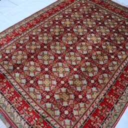 5'6x7'8 Ft Tribal Area Rug - Red Afghan Hand Knotted Wool Handmade Turkmen Bukhara Geometric Oriental Rugs For Living Room - thumbnail 3
