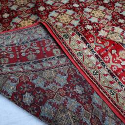 5'6x7'8 Ft Tribal Area Rug - Red Afghan Hand Knotted Wool Handmade Turkmen Bukhara Geometric Oriental Rugs For Living Room - thumbnail 4