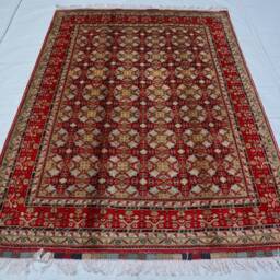 5'6x7'8 Ft Tribal Area Rug - Red Afghan Hand Knotted Wool Handmade Turkmen Bukhara Geometric Oriental Rugs For Living Room - thumbnail 2