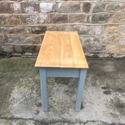 Two-Tone Console Table - Grey Painted Hallway With Natural Wood Top Rustic Entryway Furniture - thumbnail 3