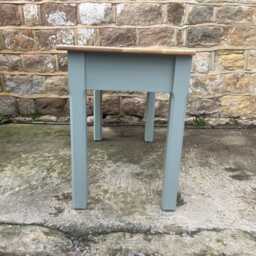 Two-Tone Console Table - Grey Painted Hallway With Natural Wood Top Rustic Entryway Furniture - thumbnail 2