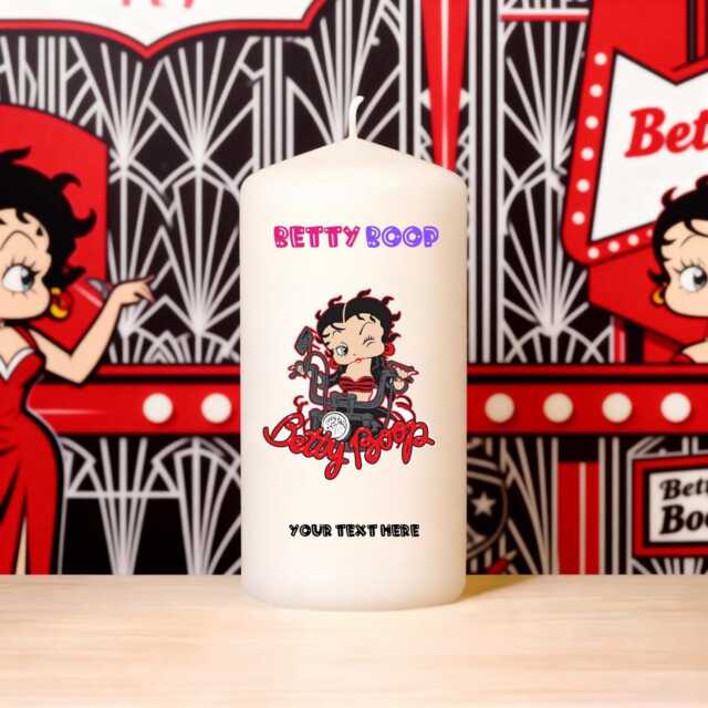 Betty Boop Candle - Personalised Text Birthday Decoration Fan Large 3 Designs Pillar Unscented - image 1