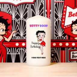 Betty Boop Candle - Personalised Text Birthday Decoration Fan Large 3 Designs Pillar Unscented - thumbnail 3