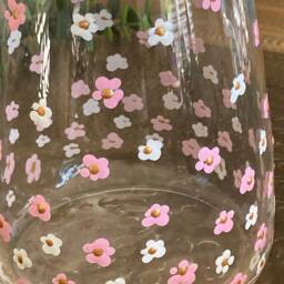 Hand Painted Pink & White Daisy Flowers Glass Vase. Decorated Floral Gift For Mum/Nan.mother's Day - thumbnail 3