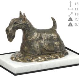 Scottish Terrier, Dog White Marble Base Statue, Limited Edition, Artdog. Made Of Cold Cast Bronze. Perfect Gift. Limited Edition - thumbnail 4