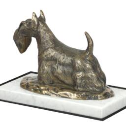 Scottish Terrier, Dog White Marble Base Statue, Limited Edition, Artdog. Made Of Cold Cast Bronze. Perfect Gift. Limited Edition - thumbnail 3