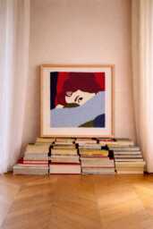 Big Sister Framed Xl, Large Or Mini Square Wall Hanging Woman Portrait, Figurative Handmade Fiber Art 80X80, 60X60, 20X20 cm - thumbnail 1