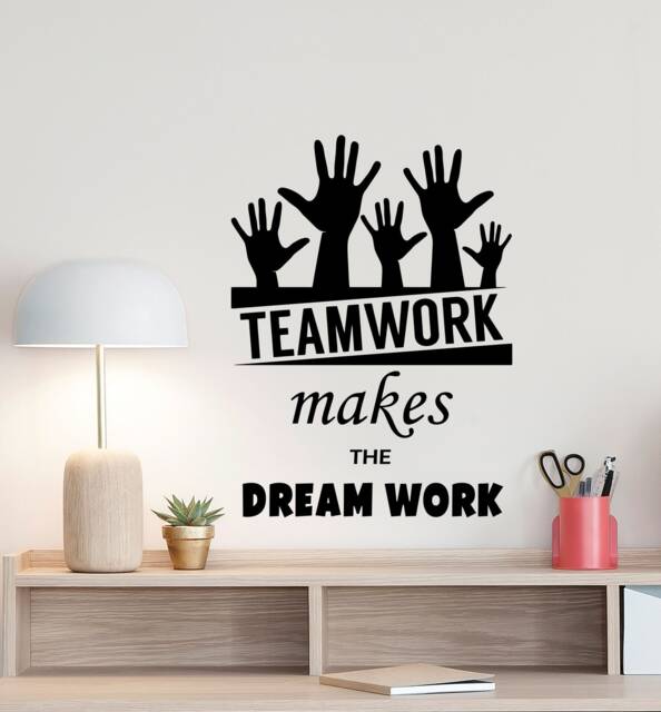 Teamwork Makes The Dream Work Wall Decal Office Poster Sign Quote Vinyl Sticker Business Decor Home Art 5-0/7 - image 1