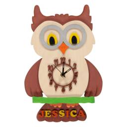 Brown Owl Personalised Wooden Pendulum Children's Clock - thumbnail 2