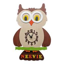 Brown Owl Personalised Wooden Pendulum Children's Clock