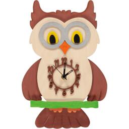 Brown Owl Personalised Wooden Pendulum Children's Clock - thumbnail 3