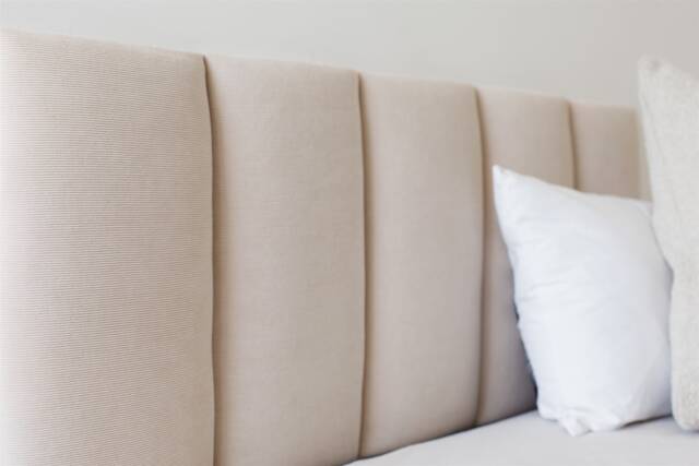 Corduroy Headboard Tiles, Oblong Upholstered Wall Panels, Single Full Twin Queen King Bed Headboard, Off-White Brown Pink Fabric Board - image 1