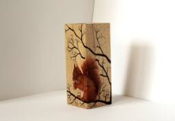 Wooden Candlestick With Squirrel , Painted Candlestick, Candlestick Tea Candle Scandinavian D??cor, Nordic Wooden Candlestick, Decoupage - thumbnail 1