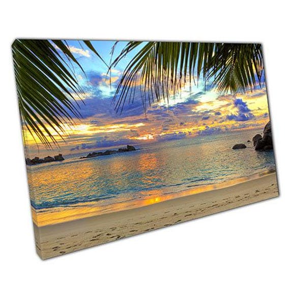 Paradise Beach Canvas Wall Art - Ready To Hang Home Office Decor - image 1