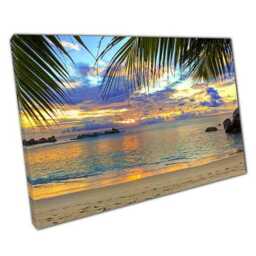 Paradise Beach Canvas Wall Art - Ready To Hang Home Office Decor - thumbnail 1
